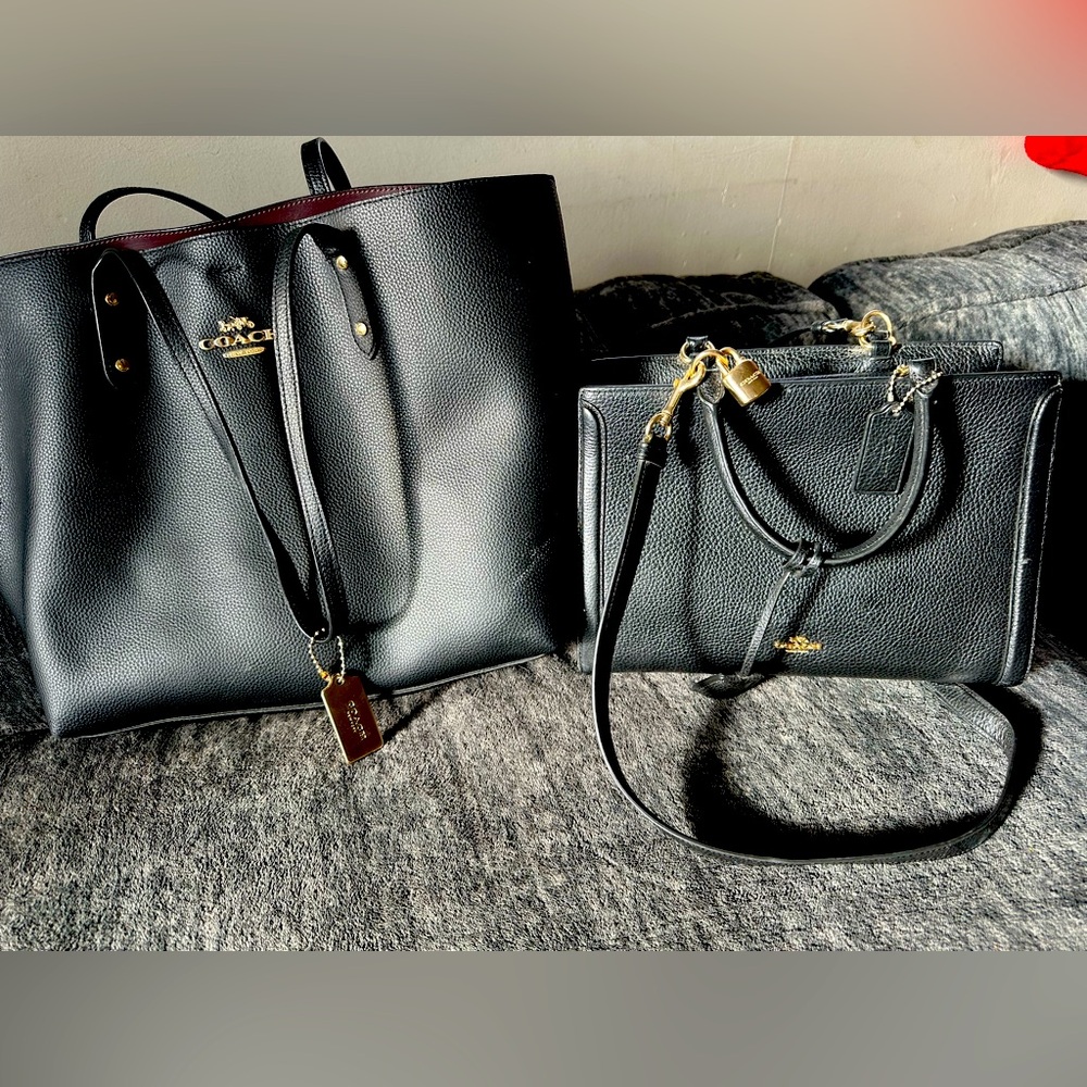 Authentic coach large leather hand bag and Coach purse.